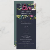 NAVY BLUSH BURGUNDY FLORA WEDDING CEREMONY PROGRAM MENU (Voorkant / Achterkant)