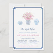 Navy Blush Chinoiserie Wedding Rehearsal & Dinner Kaart (Voorkant)