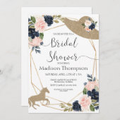Navy Blush Derby Bridal Shower Kaart (Voorkant / Achterkant)