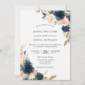 Navy & Blush Elegant All Seasons Weddenschap Kaart (Voorkant)
