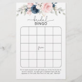 Navy blush floral Bridal bingo game (Voorkant)
