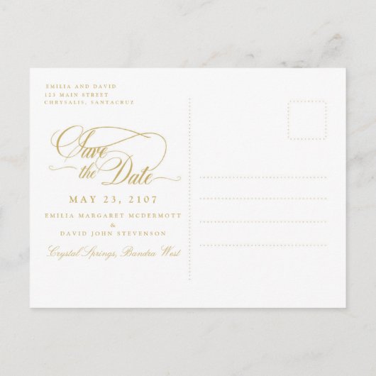 Navy Blush Floral Dahlia Save the Date Briefkaart (Achterkant)