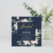 NAVY BLUSH FLORAL LIJST WATERVERF VRIJGEZELLENFEES KAART (Staand voorkant)