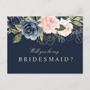 Navy blush floral tu seras ma carte de femme de mé