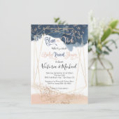 Navy Blush Gold Bébé Reveal Douche invitation (Debout devant)