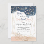 Navy Blush Gold Bébé Reveal Douche invitation (Devant)