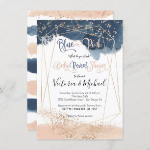 Navy Blush Gold Bébé Reveal Douche invitation