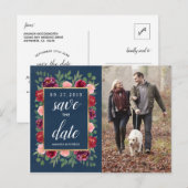 Navy Blush Gold Bourgogne Save the Date Briefkaart (Voorkant / Achterkant)