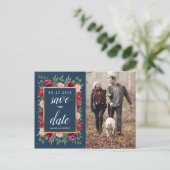 Navy Blush Gold Bourgogne Save the Date Briefkaart (Staand voorkant)