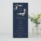 NAVY BLUSH GOLD FLORAL WEDDING CEREMONY PROGRAMMA (Staand voorkant)