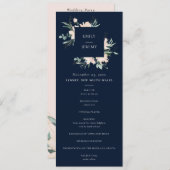 NAVY BLUSH GOLD FLORAL WEDDING CEREMONY PROGRAMMA (Voorkant / Achterkant)