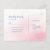 Navy blush kalligrafie rustieke bloemenbruiloft RS Uitnodiging Briefkaart (Achterkant)