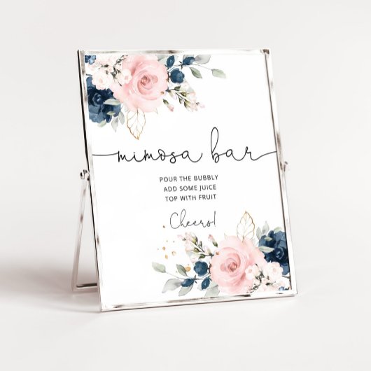 Navy blush Mimosa bar Poster