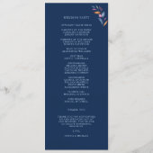 Navy Blush Pink Floral Waterverf Monogram bruiloft Programma (Achterkant)