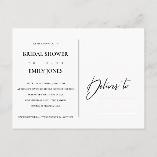 NAVY BLUSH ROOS WATERVERF FLORAL VRIJGEZELLENFEEST UITNODIGING BRIEFKAART (Achterkant)