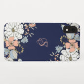 Navy Blush Roze Blauw Bloemen Gepersonaliseerd Case-Mate iPhone Case (Achterkant (horizontaal))