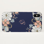 Navy Blush Roze Blauw Bloemen Gepersonaliseerd Case-Mate iPhone Case (Achterkant (horizontaal))