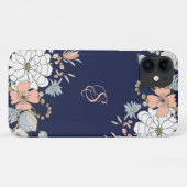 Navy Blush Roze Blauw Bloemen Gepersonaliseerd Case-Mate iPhone Case (Achterkant (horizontaal))