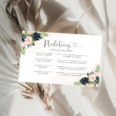 Navy & Blush Roze Bloemen Baby Voorspellingen Kaar Kaart