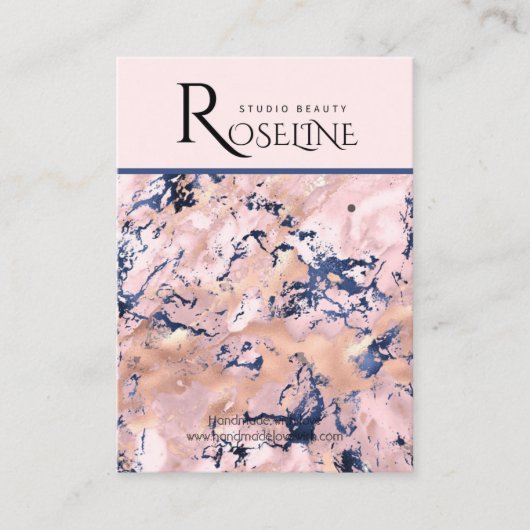 Navy Blush roze goud marmer sieraden display Visitekaartje (Voorkant)
