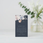 Navy Blush Waterverf Bloemen Bruiloft Wishing Well Informatiekaartje (Staand voorkant)