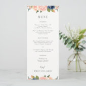 Navy Blush Wedding Menu Kaart #NBC (Staand voorkant)