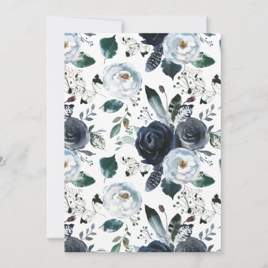 Navy Boho Baby shower Invitation Baby Boy Kaart (Achterkant)