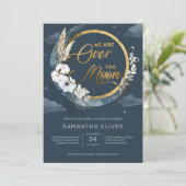 Navy boho blue halve maan over de maan baby kaart (Staand voorkant)
