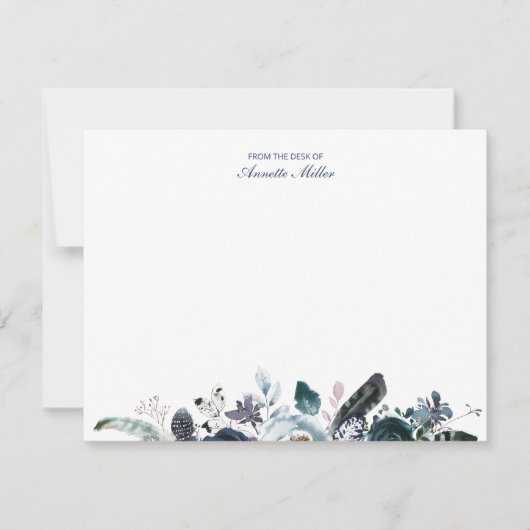 Navy Boho Floral Gepersonaliseerde briefkaart (Voorkant)