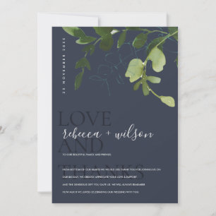 NAVY BOHO GROEN EUCALYPTUS LOOF WATERVERF BEDANKKAART