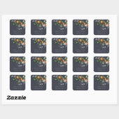 Navy Boho Oranje Blossom Botanical Wedding Vierkante Sticker (Vel)