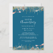 Navy Boho Wildflower 50ste bruiloft Jubileum Kaart (Voorkant)