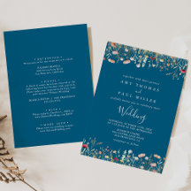 Navy Boho Wildflower voor- en achterbruiloft