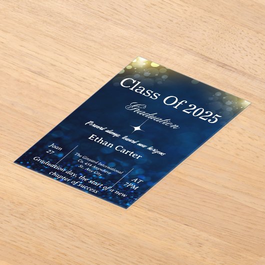 Navy Bokeh Graduation Invitation (Poser)