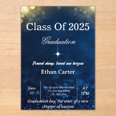 Navy Bokeh Graduation Invitation (Recto)