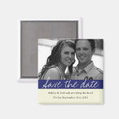 Navy Bold Banner Foto Save The Date Magnet Magneet (Voorkant / Achterkant)