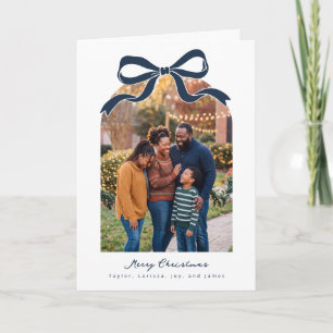 Navy Boog Frame Prettig Kerstmis Familie Foto Feestdagen Kaart