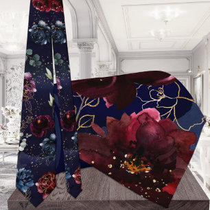 Navy Bordeaux Garden Wedding Stropdas