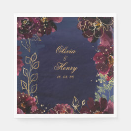 Navy Bordeaux Wedding 6 Inch Square Luncheon Servet