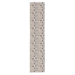 Navy Botanical Wildflower Table Runner Korte Tafelloper