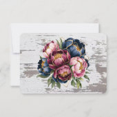Navy Bourgogne Blush Rose Paonée Or Mariage RSVP  (Dos)