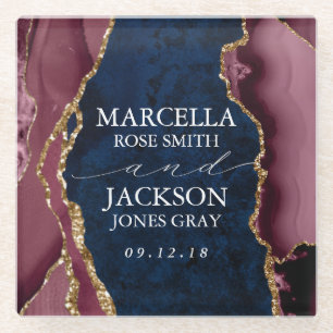 Navy, Bourgogne en goudoornhuwelijk Glazen Onderzetter