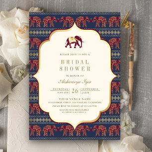 Navy Bourgondië Gold Elephant Indian Vrijgezellenf Kaart