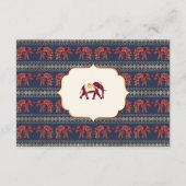 Navy Bourgondië Gold Elephant Indian Wedding Detai Informatiekaartje (Achterkant)