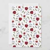 Navy Bourgondische Bloemen Verlovingsfeest Uitnodi Kaart (Achterkant)