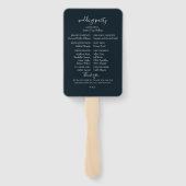 Navy Bourgondische Herfst Floral krans bruiloft Handwaaier (Achterkant)