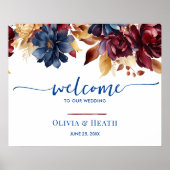 Navy Bourgondische herfst Poster (Voorkant)