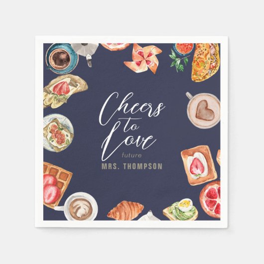 Navy Bridal Brunch Waffles Pannenkoeken Servet (Voorkant)