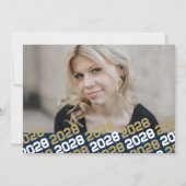 Navy & Bronze Gold Afstuderen 2 Fotouitnodiging Kaart (Achterkant)