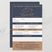 Navy Brown Cute Dog Cat Logo Report boarding (Voorkant / Achterkant)